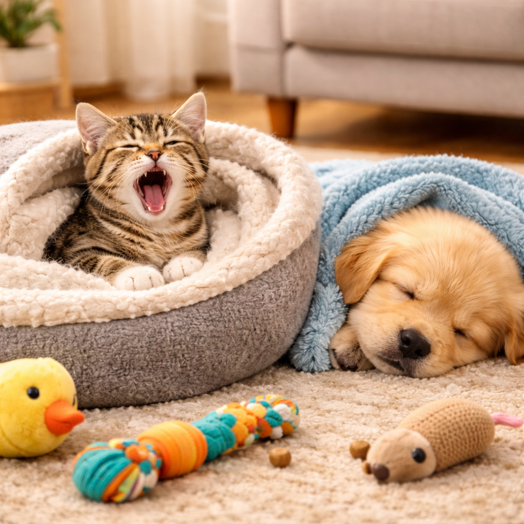 Calming and comfort toys for pets designed to reduce anxiety and promote relaxation