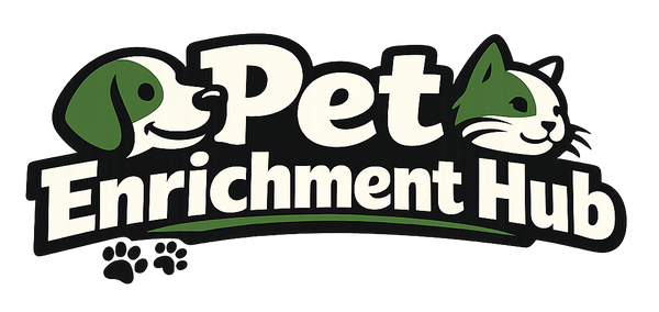 Dog and cat using enrichment toys including puzzle feeders and interactive play tools for mental stimulation and boredom relief